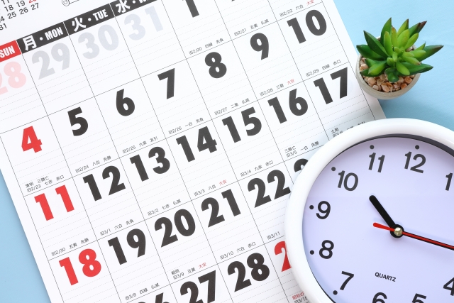 カレンダーと時計 工期のイメージ