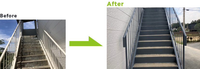 株式会社吉田塗装店の階段防水塗装